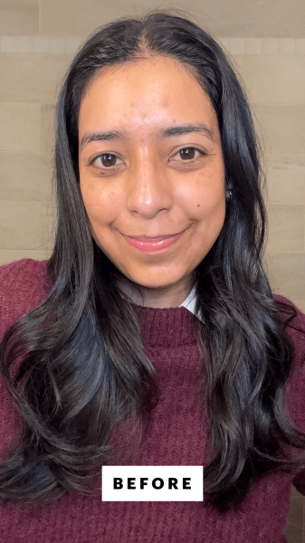 Foresto before applying the Supergoop Mineral Mattescreen SPF 40
